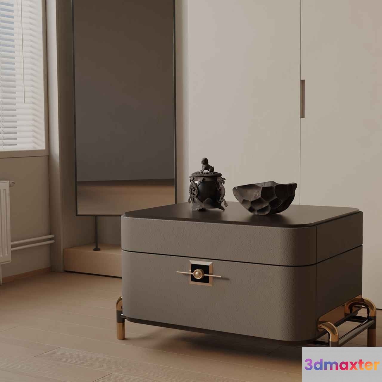 Modern Dresser With A Mirror 3D Model - 20078 - VRAY Render