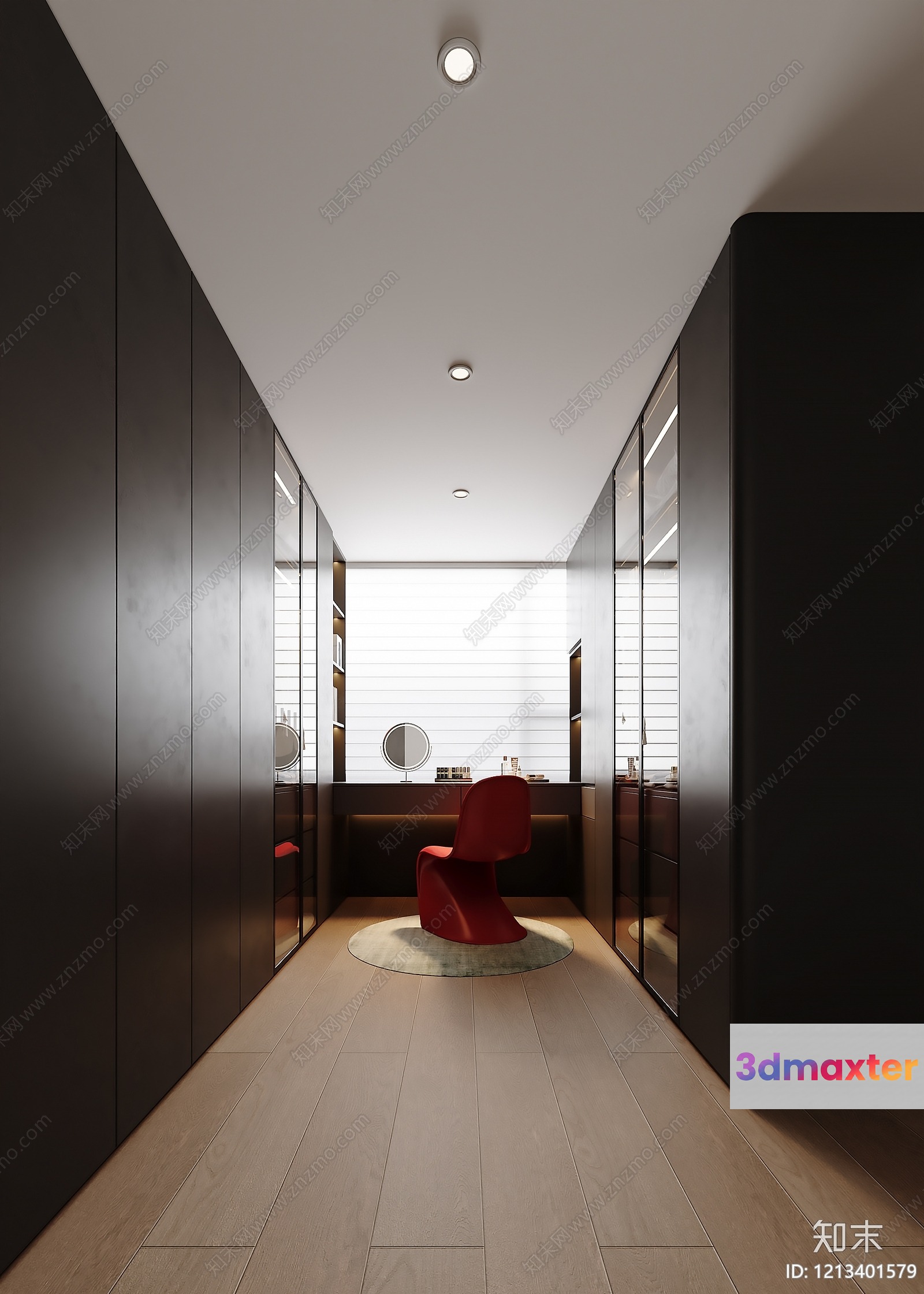 Modern Minimalist Room With A Red Chair 3D Model - 12915 - VRAY Render