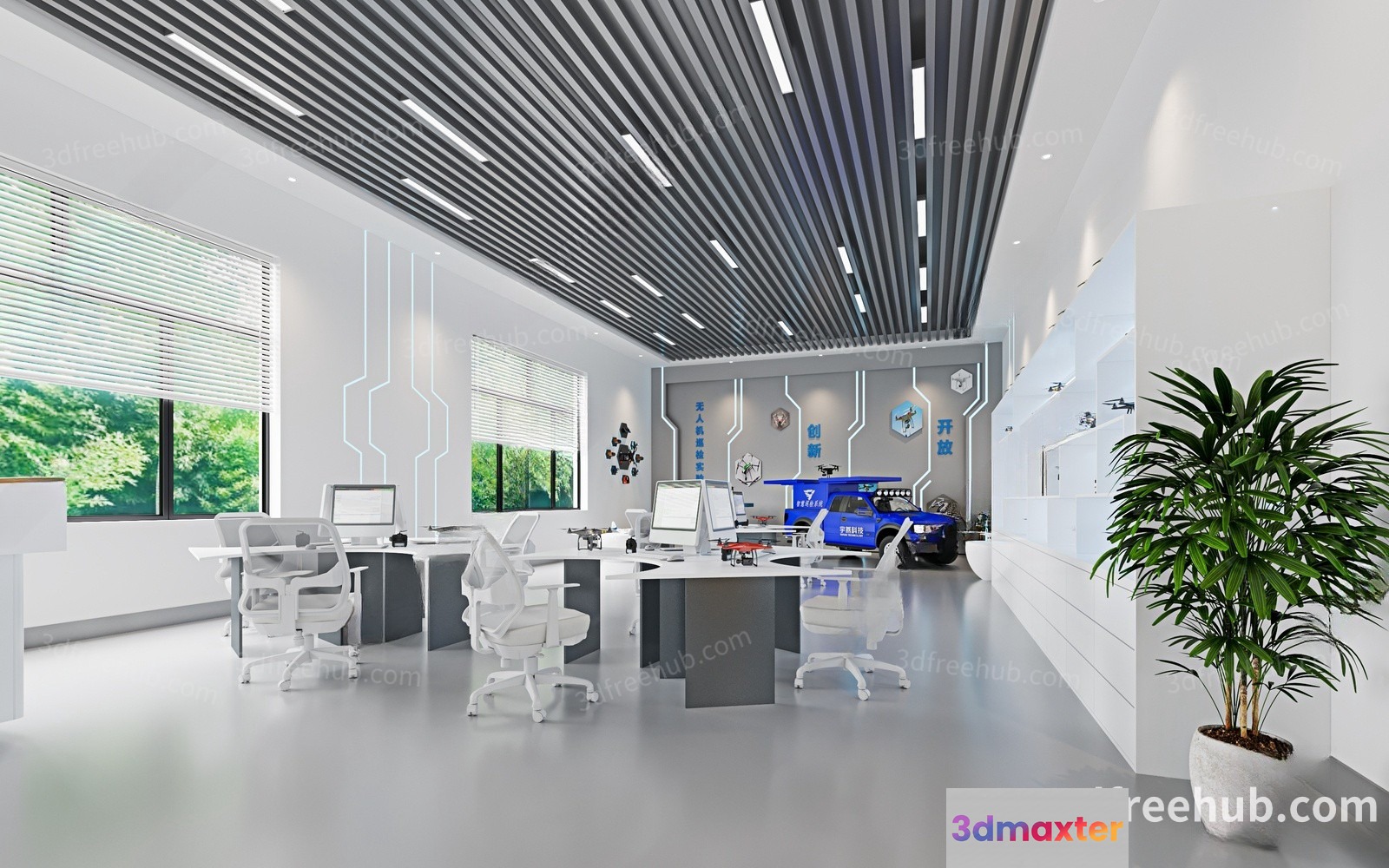 Modern Office Space 3D Model - 5775 - VRAY Render