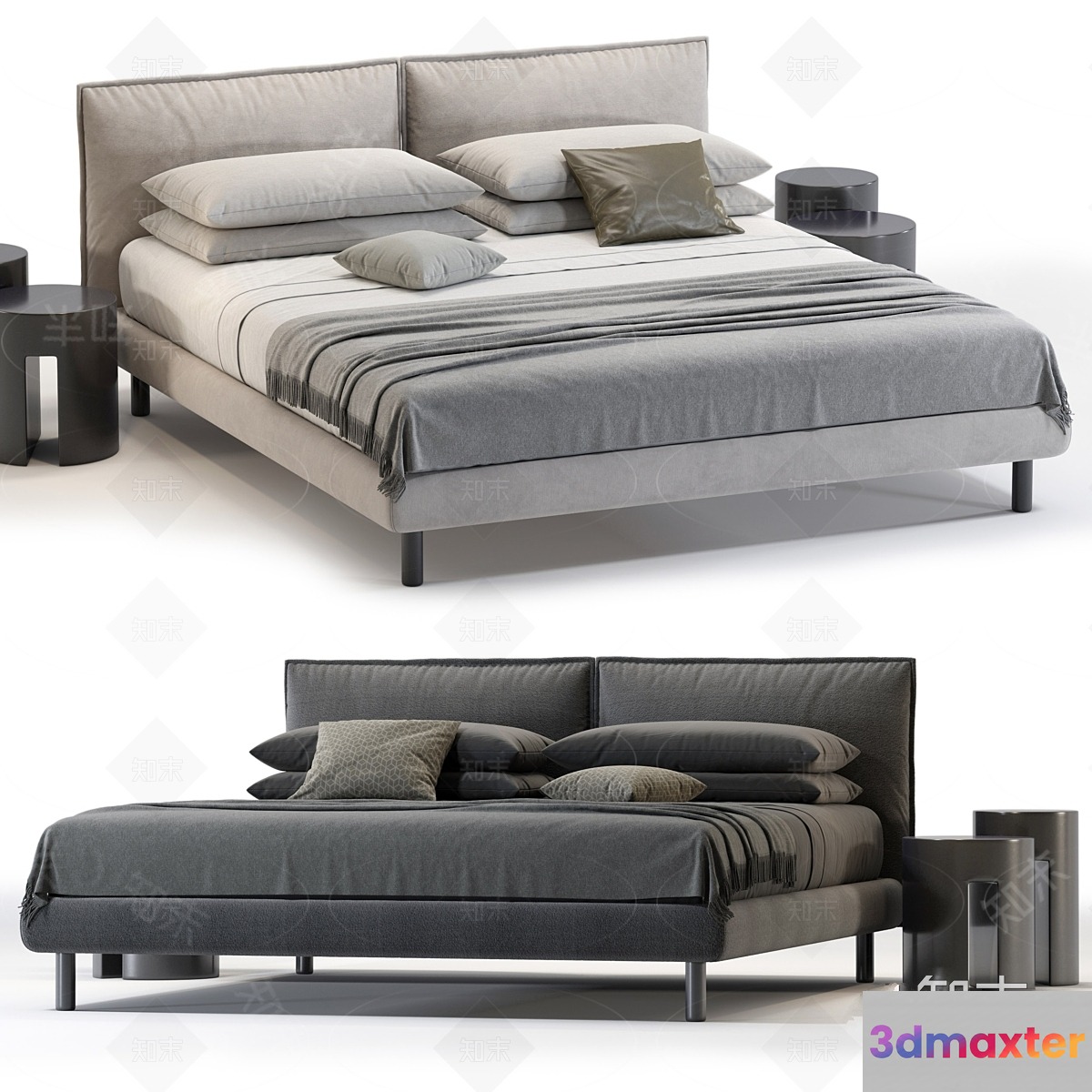 Cozy Modern Bed 3D Model - 16385 - VRAY Render