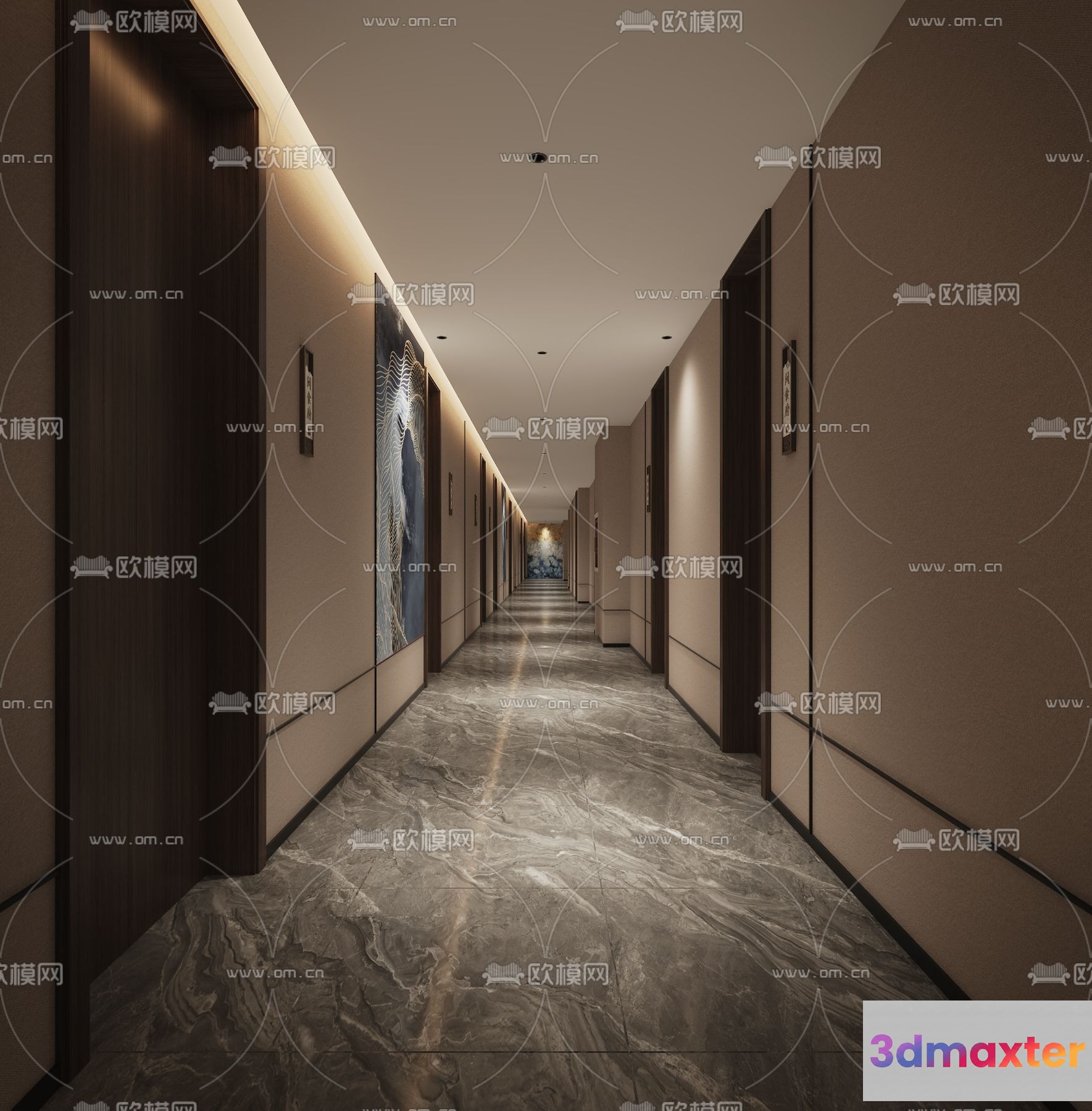 Modern Hallway 3D Model - 2681 - VRAY Render