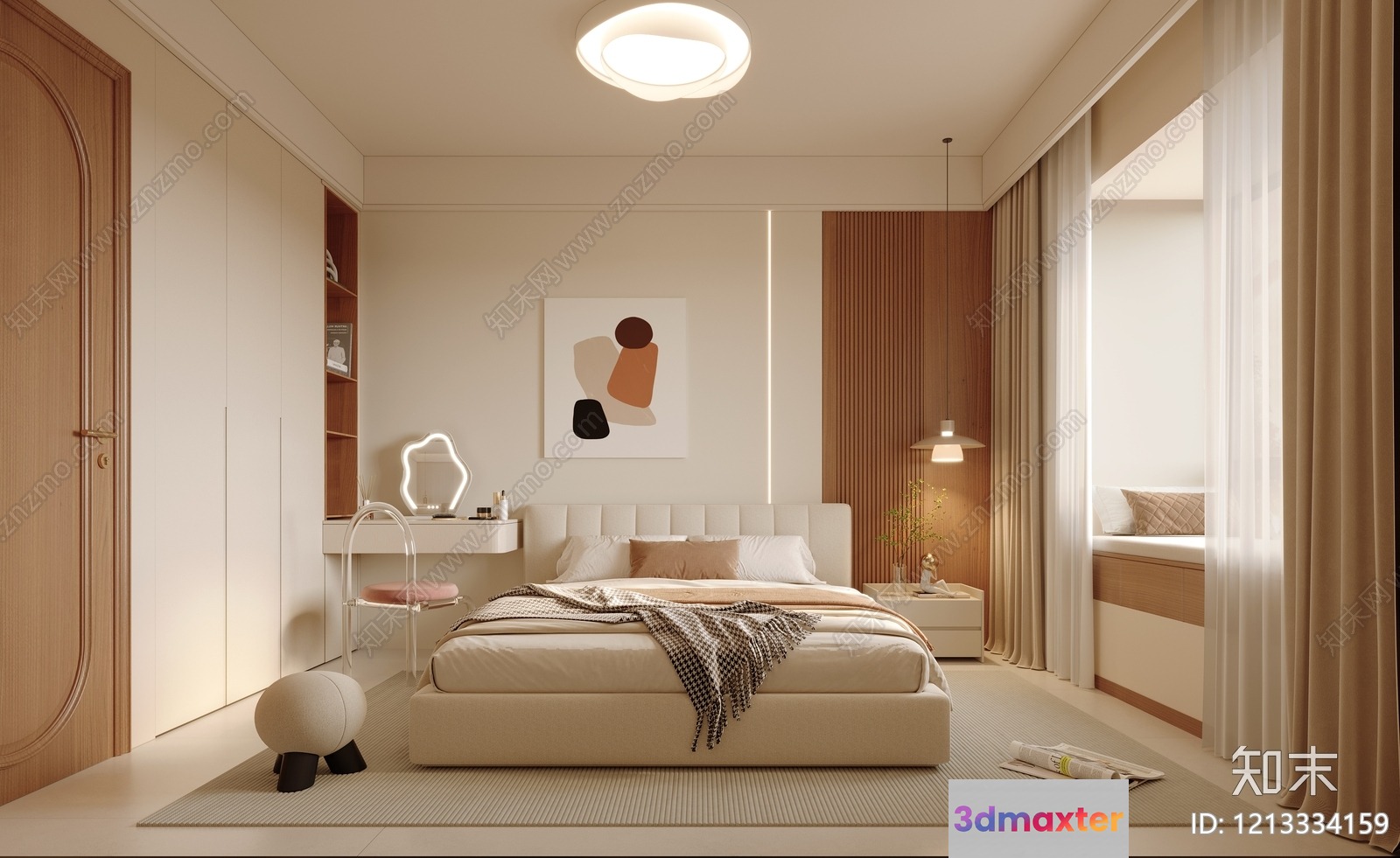 Cozy Bedroom 3D Model - 6336 - VRAY Render