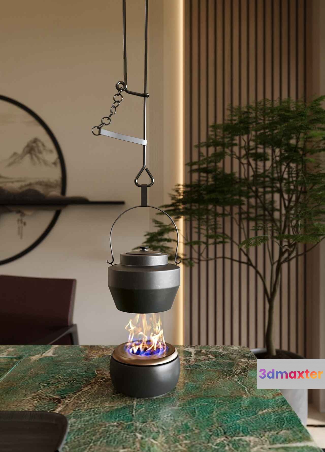 A Hanging Pot Over A Fire 3D Model - 4357 - VRAY Render