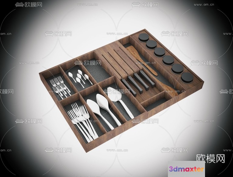 A Wooden Utensil Organizer 3D Model - 22381 - VRAY Render