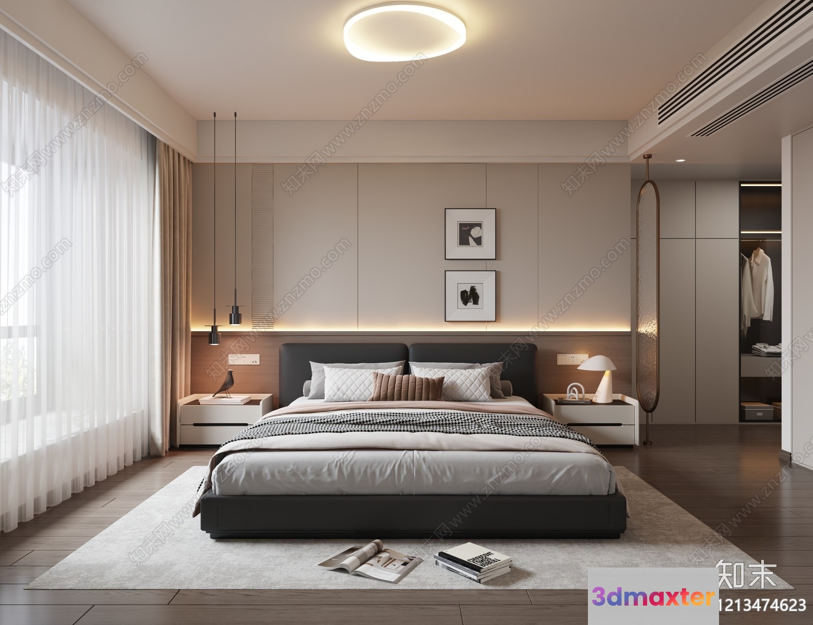 Modern Master Bedroom 3D Model - 4727 - VRAY Render