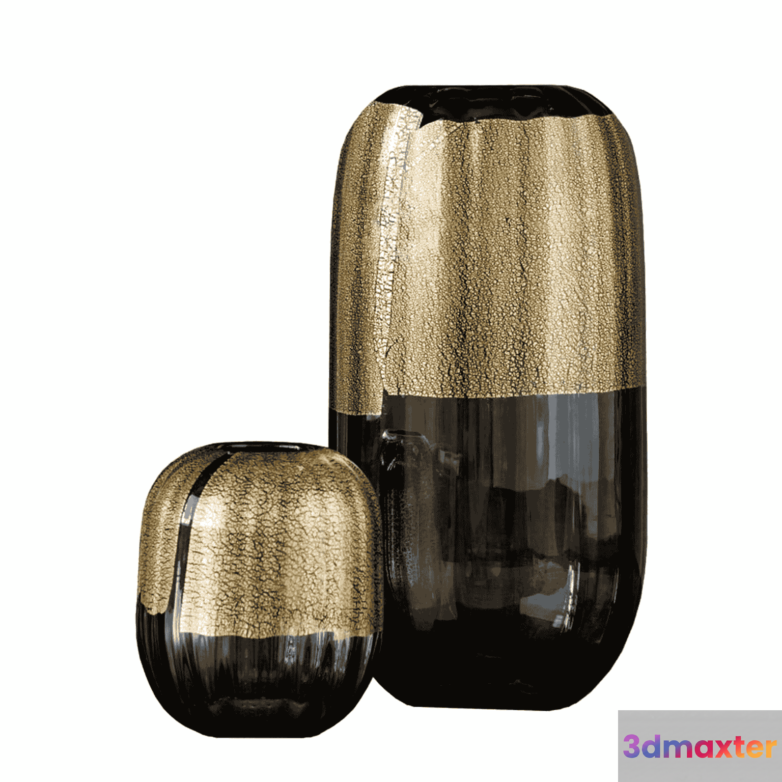 Gold And Black Vases 3D Model - 17551 - VRAY Render