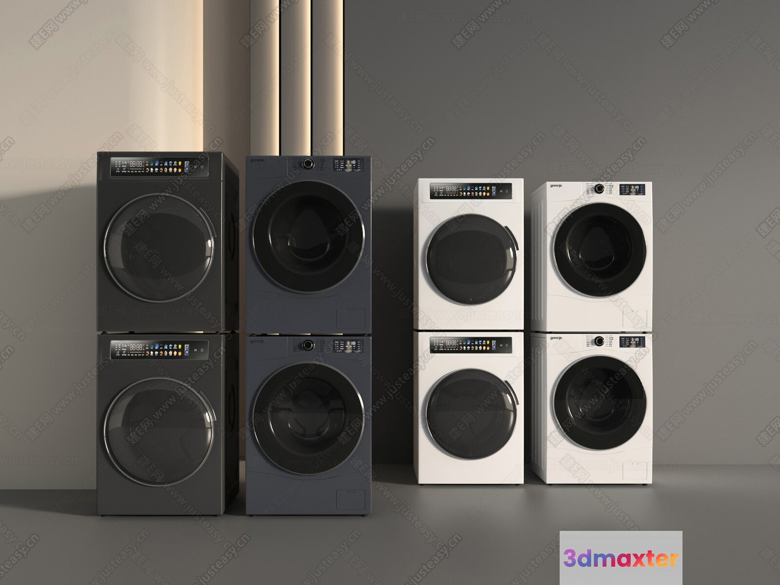 Stacked Washing Machines 3D Model - 15947 - VRAY Render