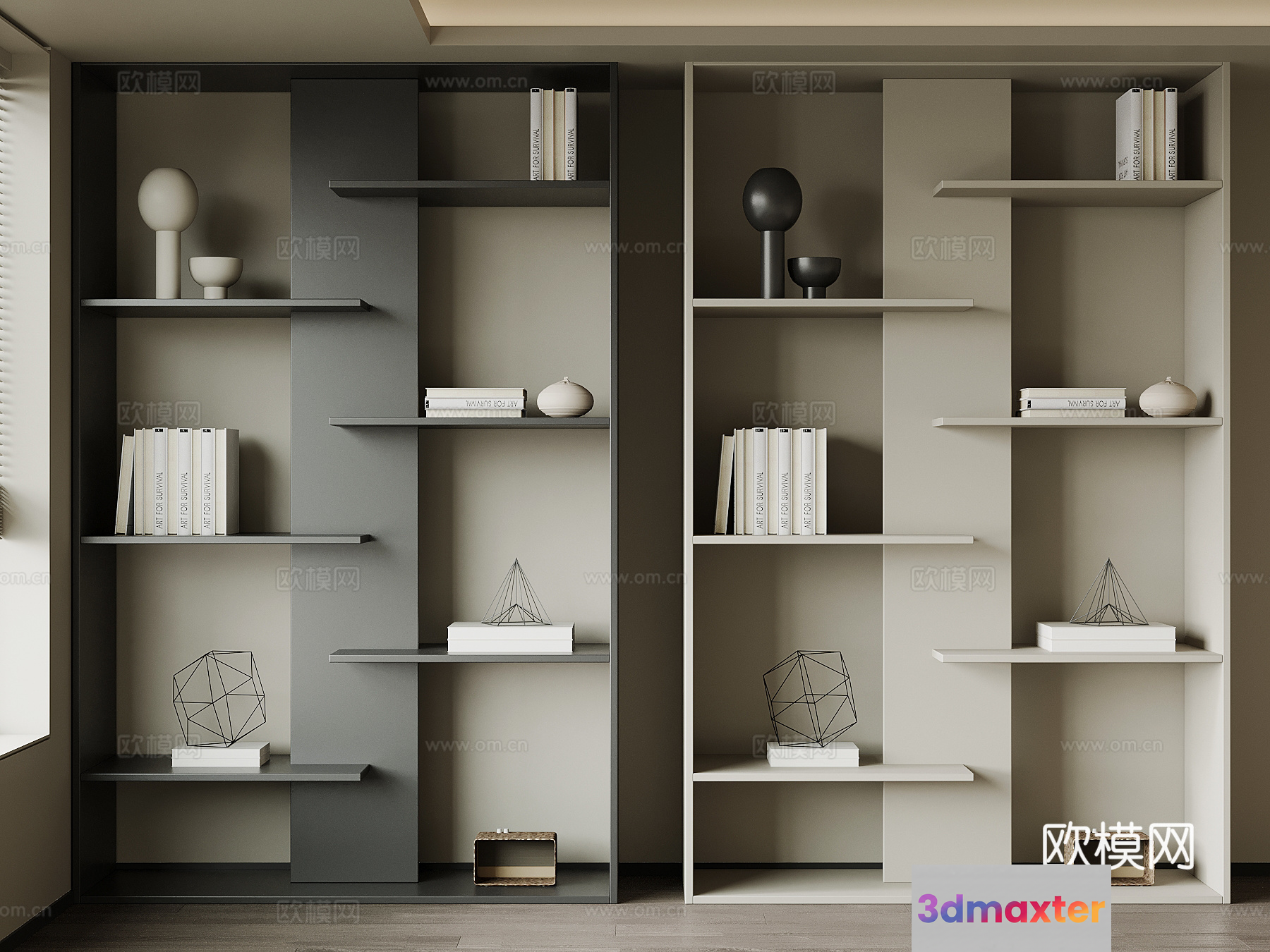 Modern Shelving Unit 3D Model - 2227 - VRAY Render