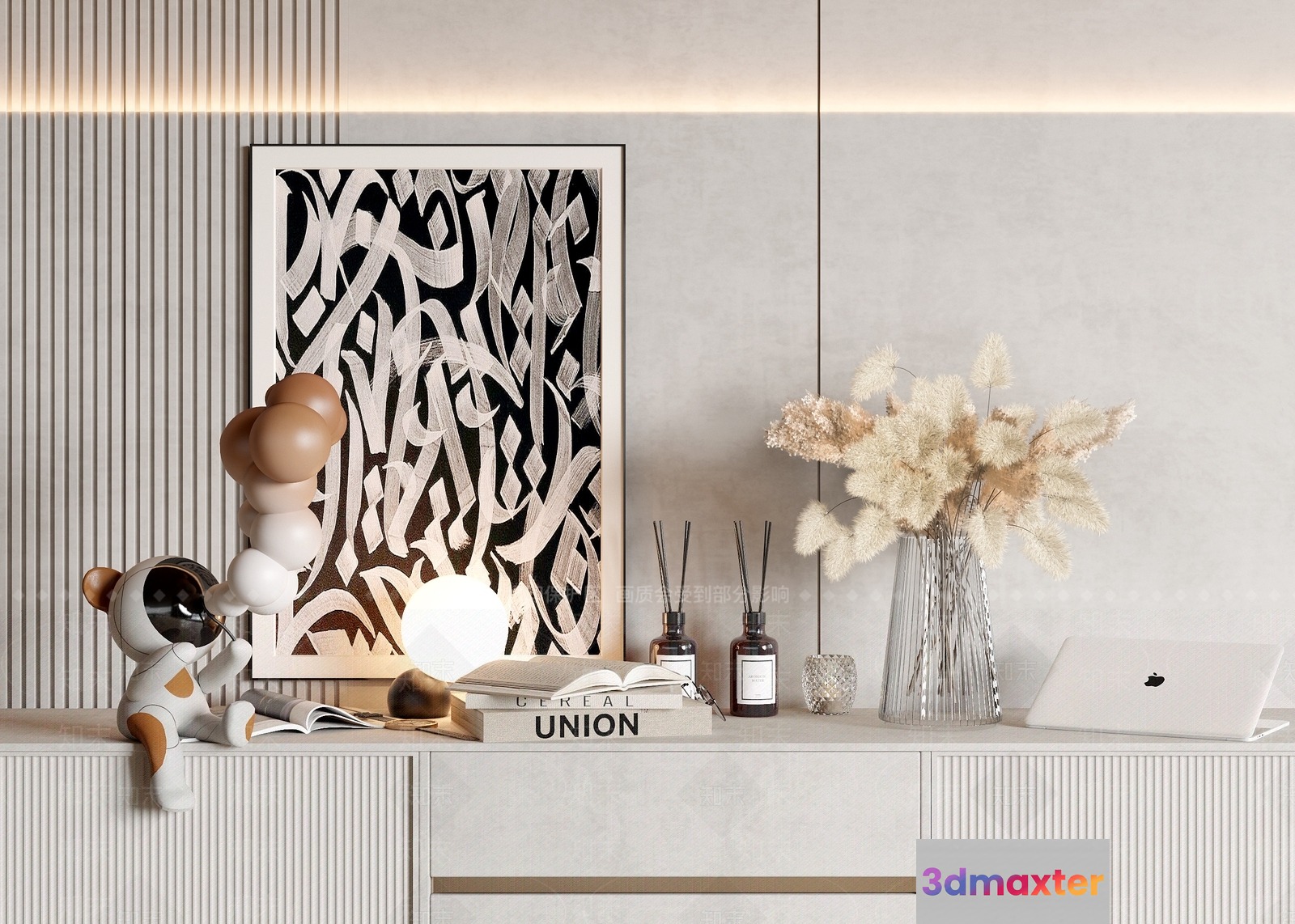 A Modern Minimalist Living Room 3D Model - 17407 - VRAY Render