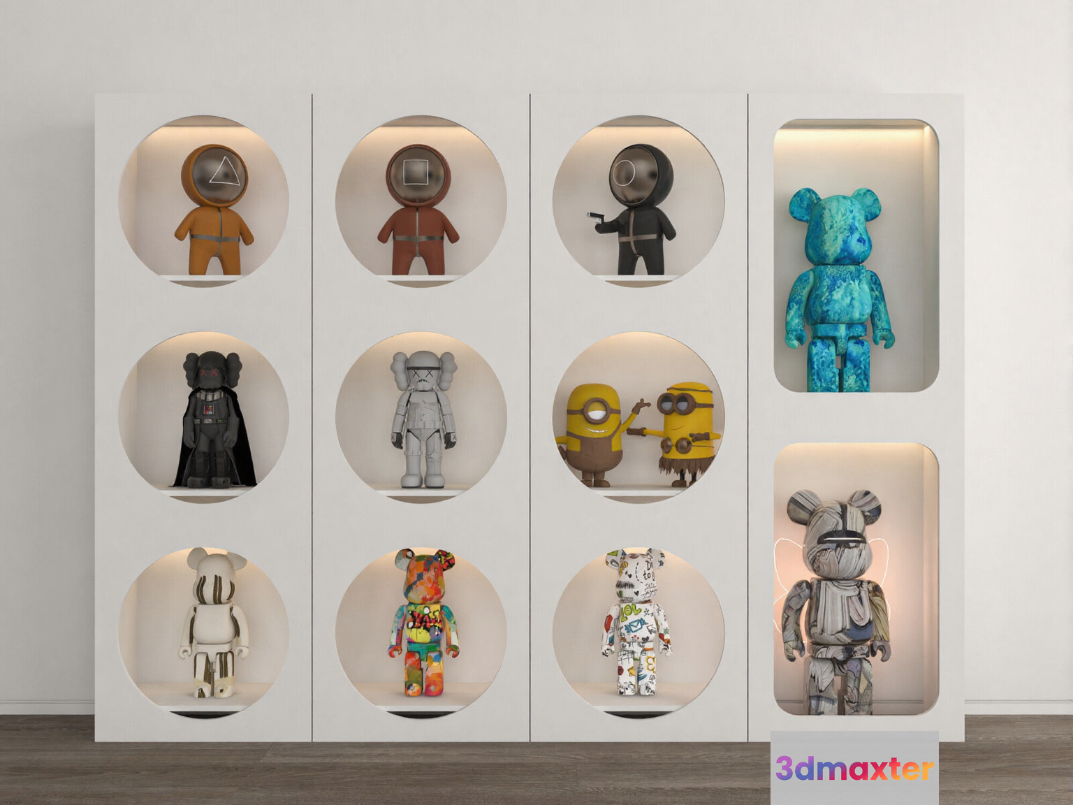 A Collection Of Unique Bear Figurines 3D Model - 13287 - VRAY Render