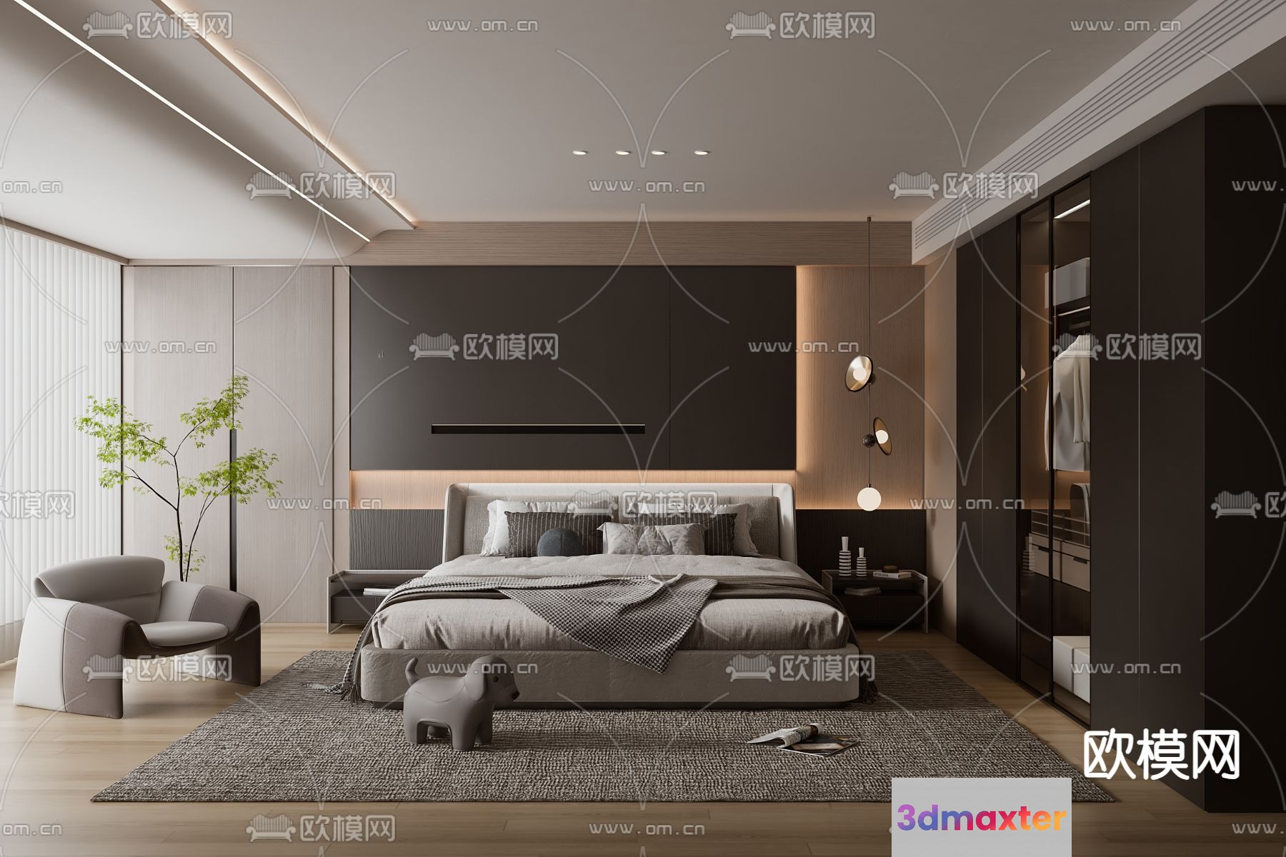 Modern Bedroom 3D Model - 16780 - VRAY Render