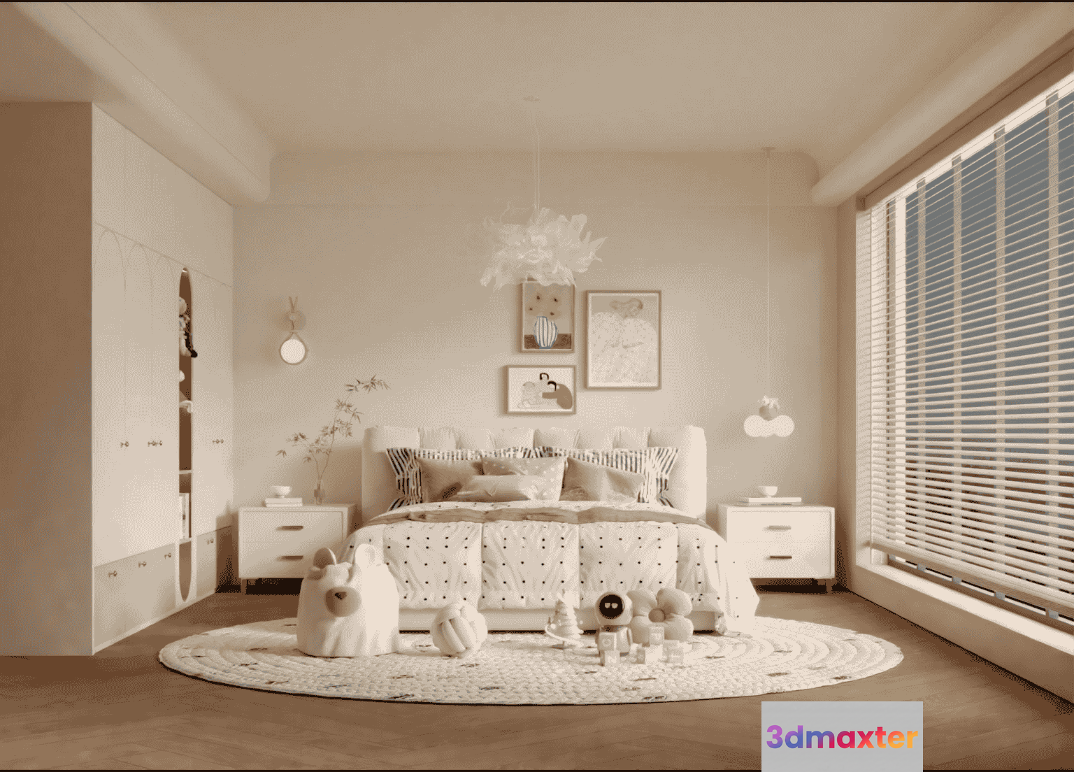 Cozy White Bedroom 3D Model - 9863 - VRAY Render