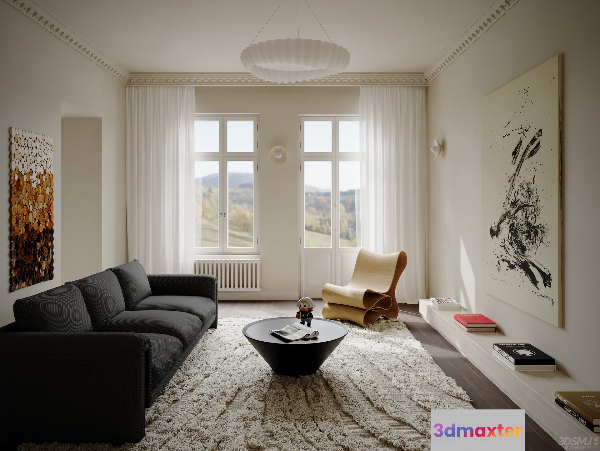 Modern Living Room 3D Model - 21432 - VRAY Render