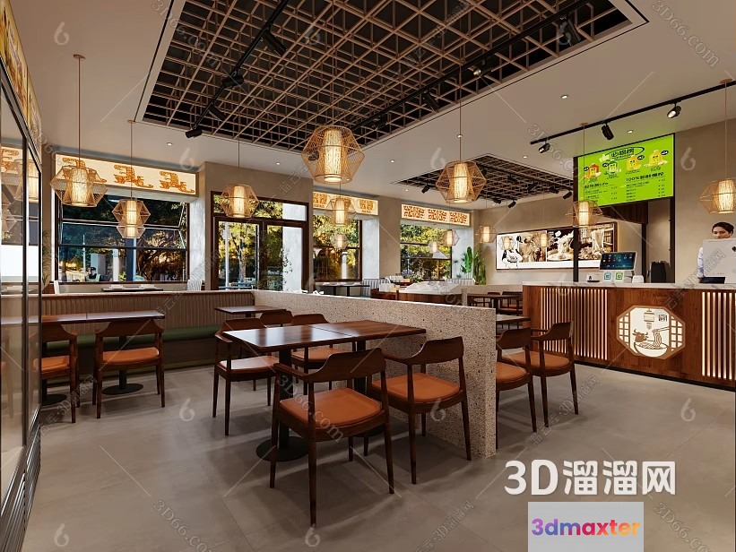 Modern Restaurant Interior 3D Model - 5604 - VRAY Render