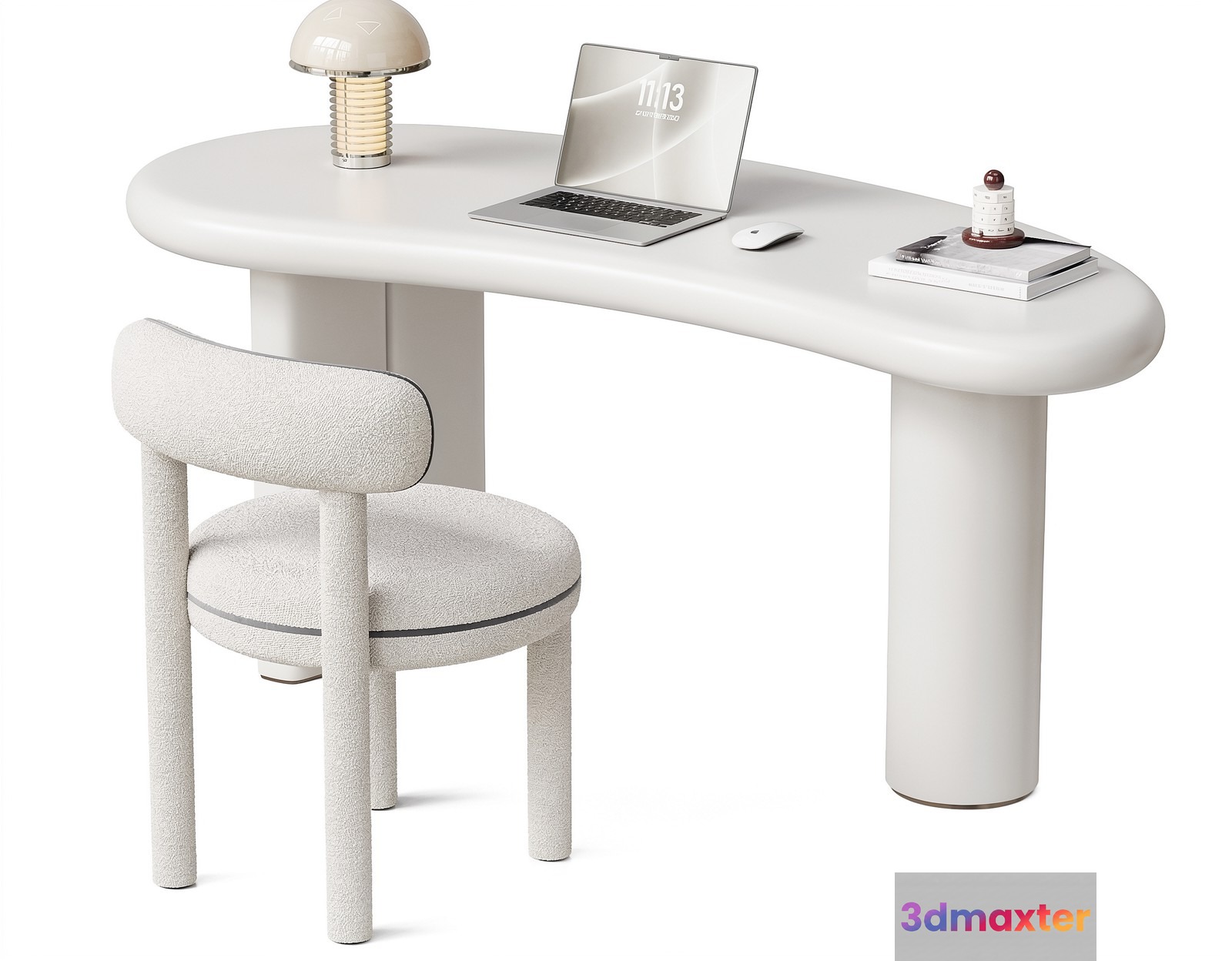 Modern White Desk 3D Model - 20448 - VRAY Render