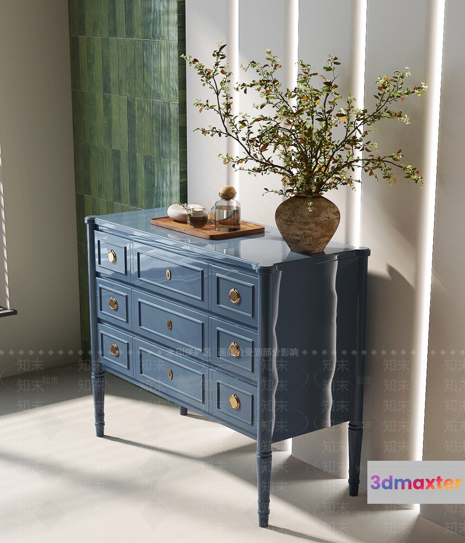 A Blue Dresser 3D Model - 14314 - VRAY Render