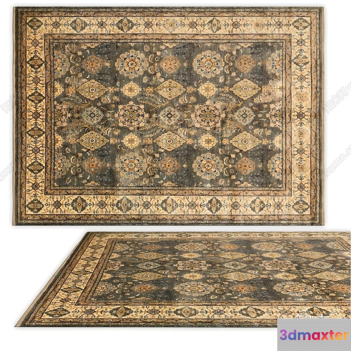 Traditional Persian Rug 3D Model - 3595 - VRAY Render