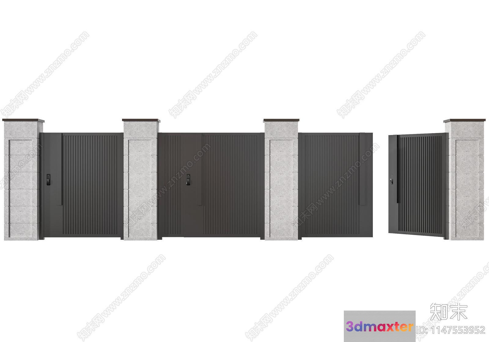 Gray Metal Fence 3D Model - 6377 - VRAY Render
