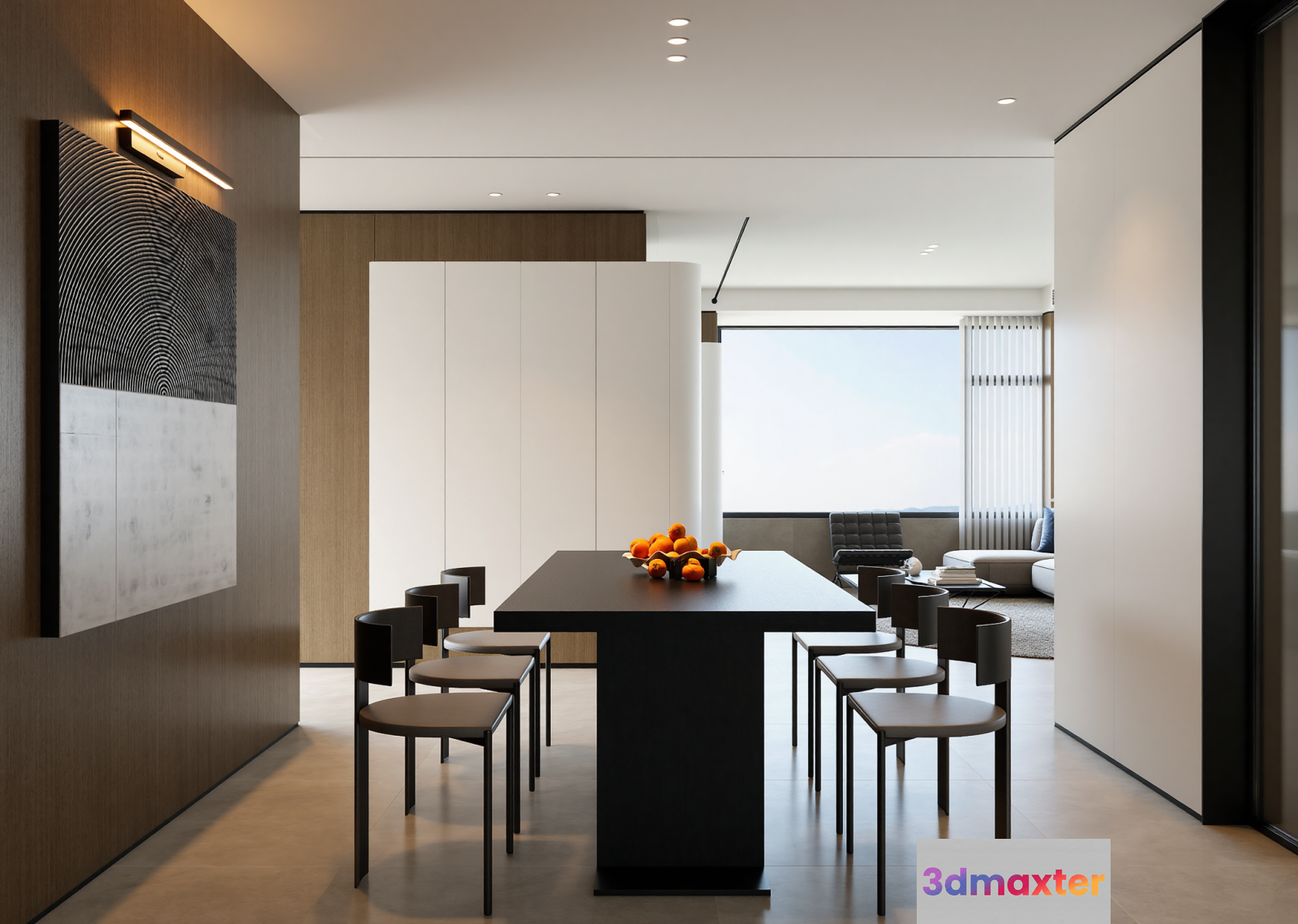 Modern Minimalist Dining Room 3D Model - 11600 - VRAY Render