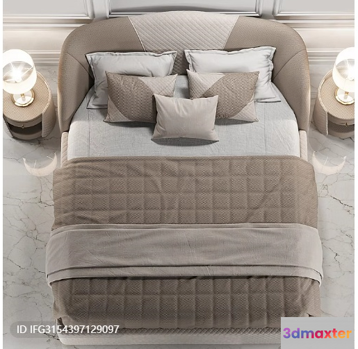 Modern Beige Bedroom 3D Model - 9968 - VRAY Render