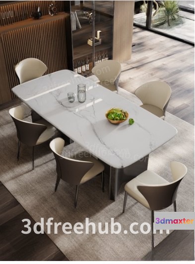 Modern Dining Table 3D Model - 19139 - VRAY Render