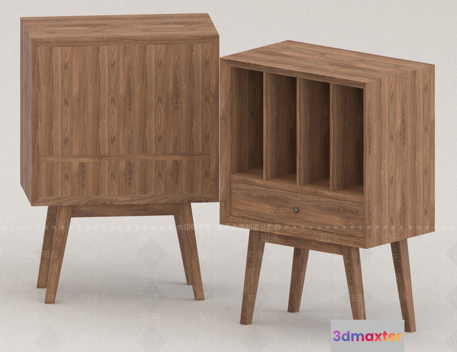 Mid-Century Wooden Furniture 3D Model - 16396 - VRAY Render