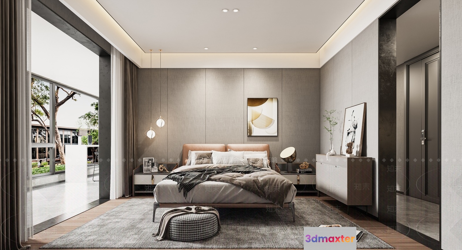 Modern Minimalist Bedroom 3D Model - 15192 - VRAY Render