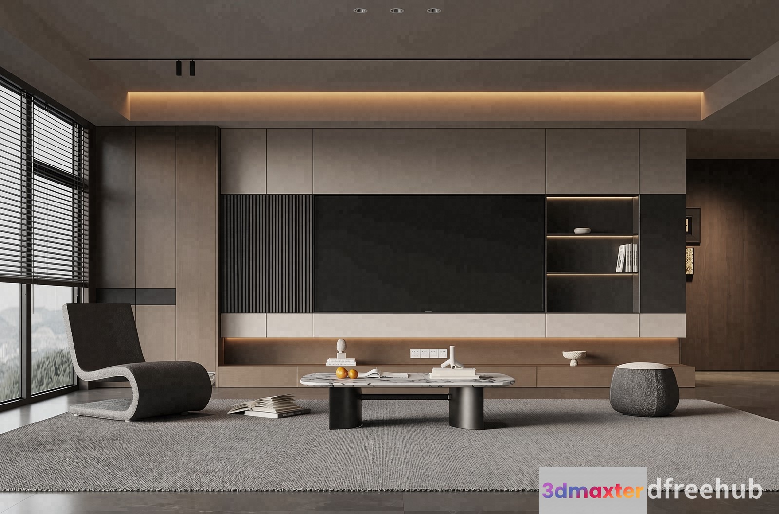 Modern Living Room 3D Model - 21558 - VRAY Render