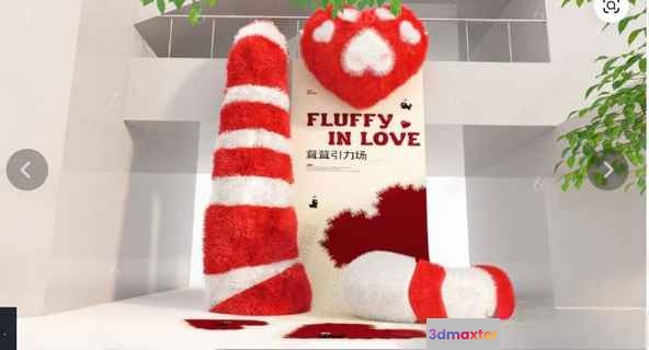 Fluffy In Love Poster 3D Model - 9961 - VRAY Render