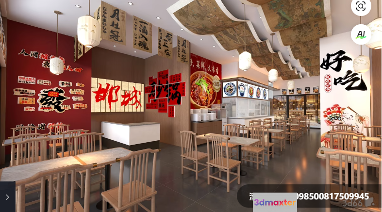 Traditional Chinese Restaurant 3D Model - 8100 - VRAY Render