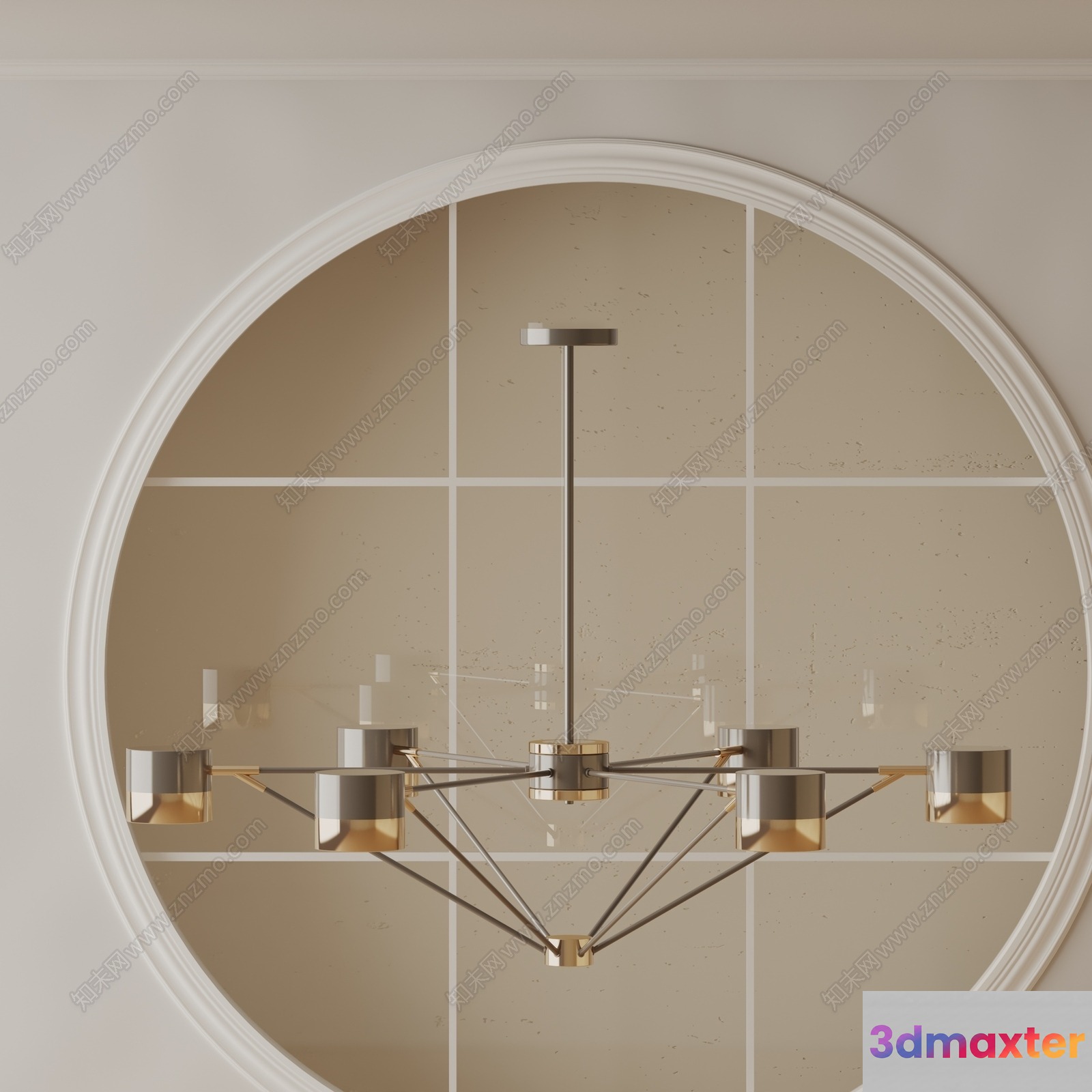 Gold Light Fixture 3D Model - 4008 - VRAY Render