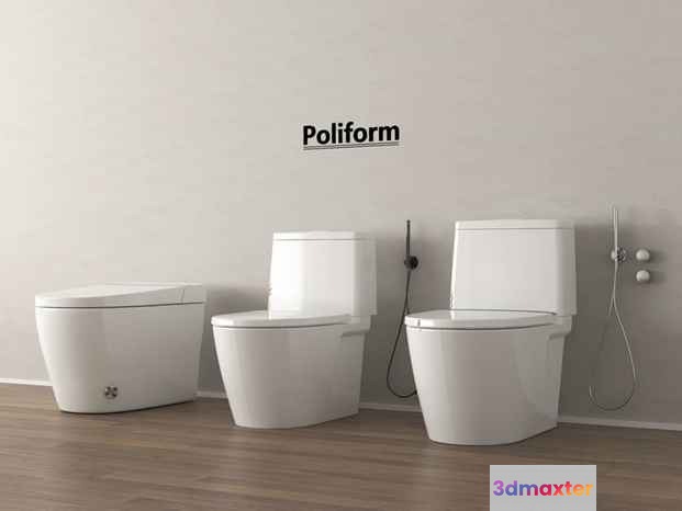 Three White Toilets 3D Model - 16525 - VRAY Render