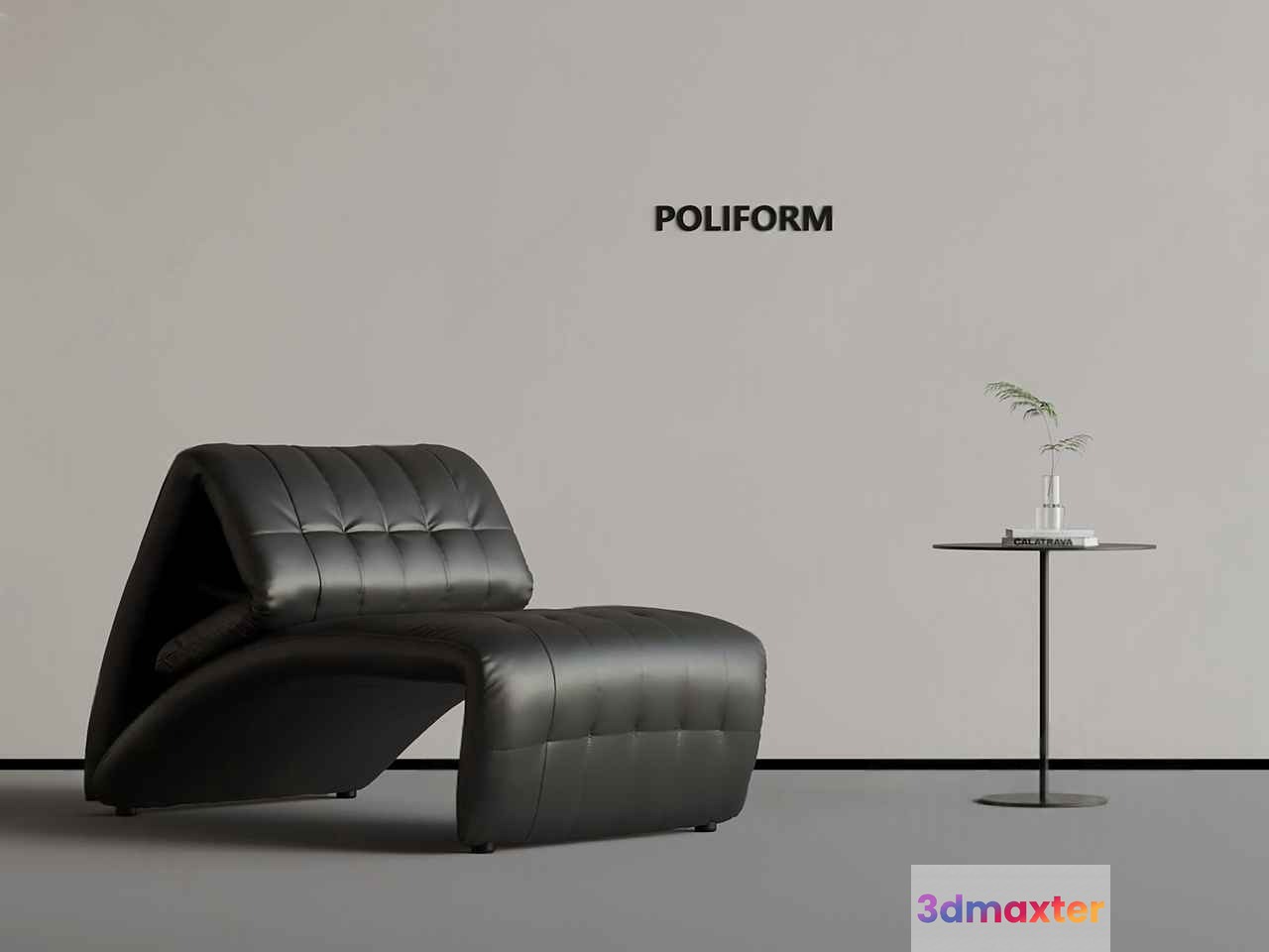 Modern Black Leather Chair 3D Model - 3418 - VRAY Render