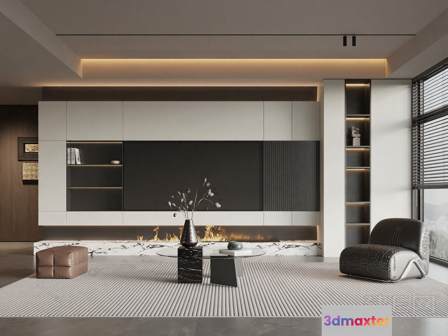 Modern Living Room 3D Model - 16293 - VRAY Render