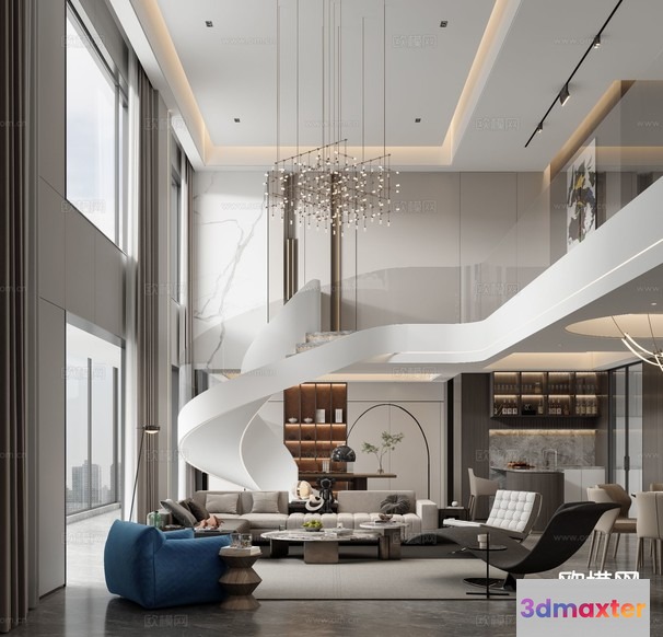 Modern Living Room 3D Model - 17024 - CORONA Render