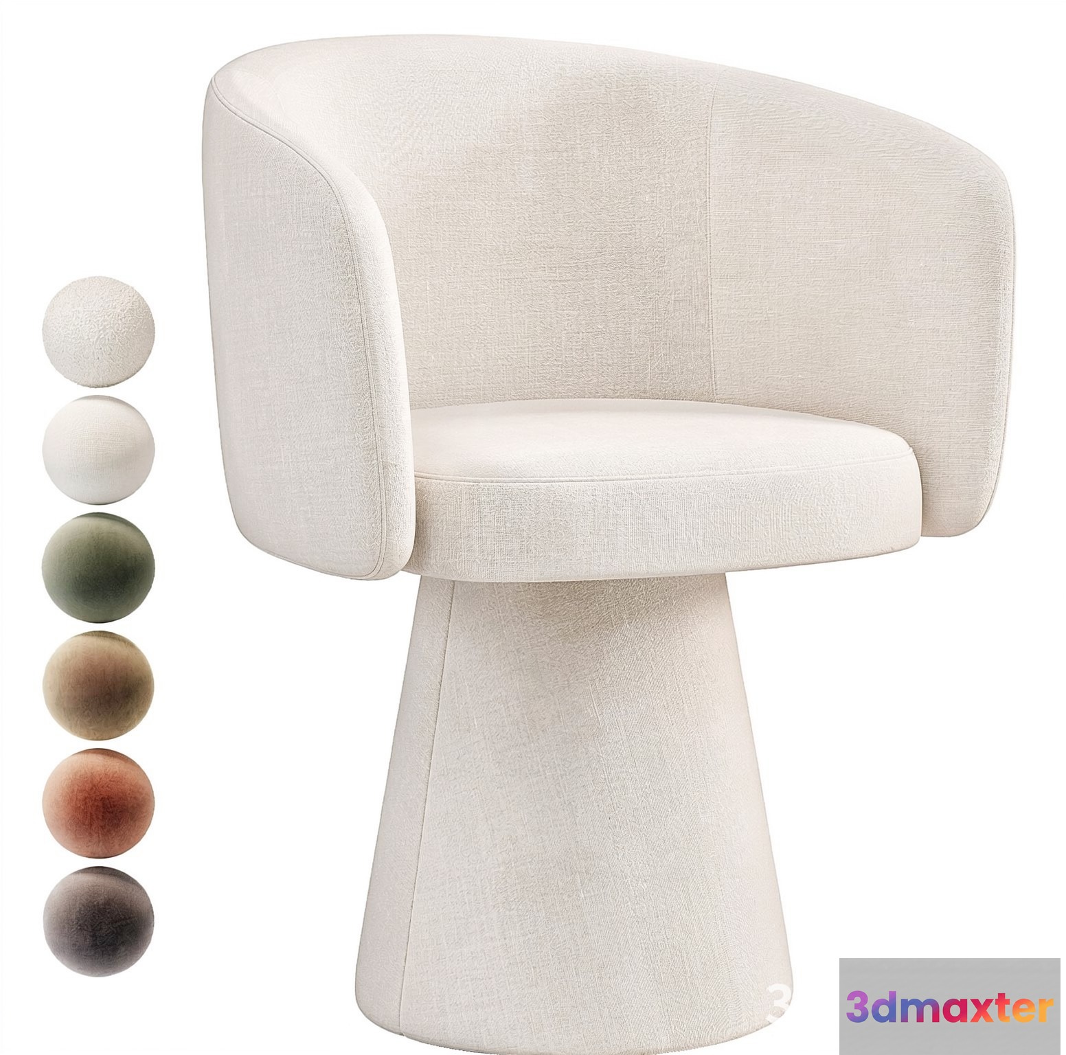 A White Chair With A Rounded Back And Base 3D Model - 23347 - VRAY Render