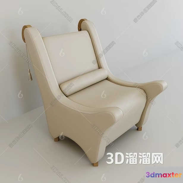The Main Subject Is A Cream-Colored Armchair 3D Model - 2524 - VRAY Render