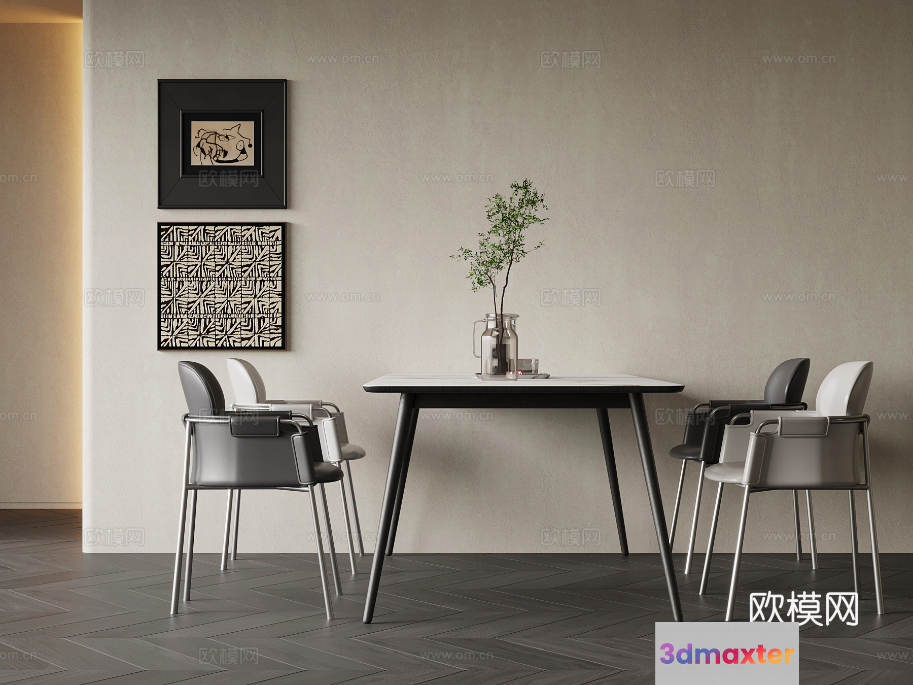 Minimalist Dining Area 3D Model - 8136 - VRAY Render