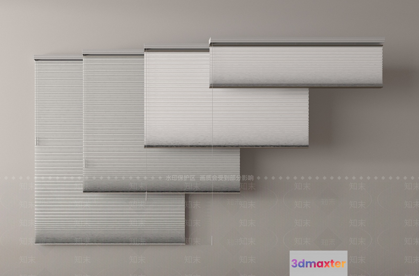 The Main Subject Is White Blinds Which Are Made Of A Light-Colored Material 3D Model - 8380 - VRAY Render
