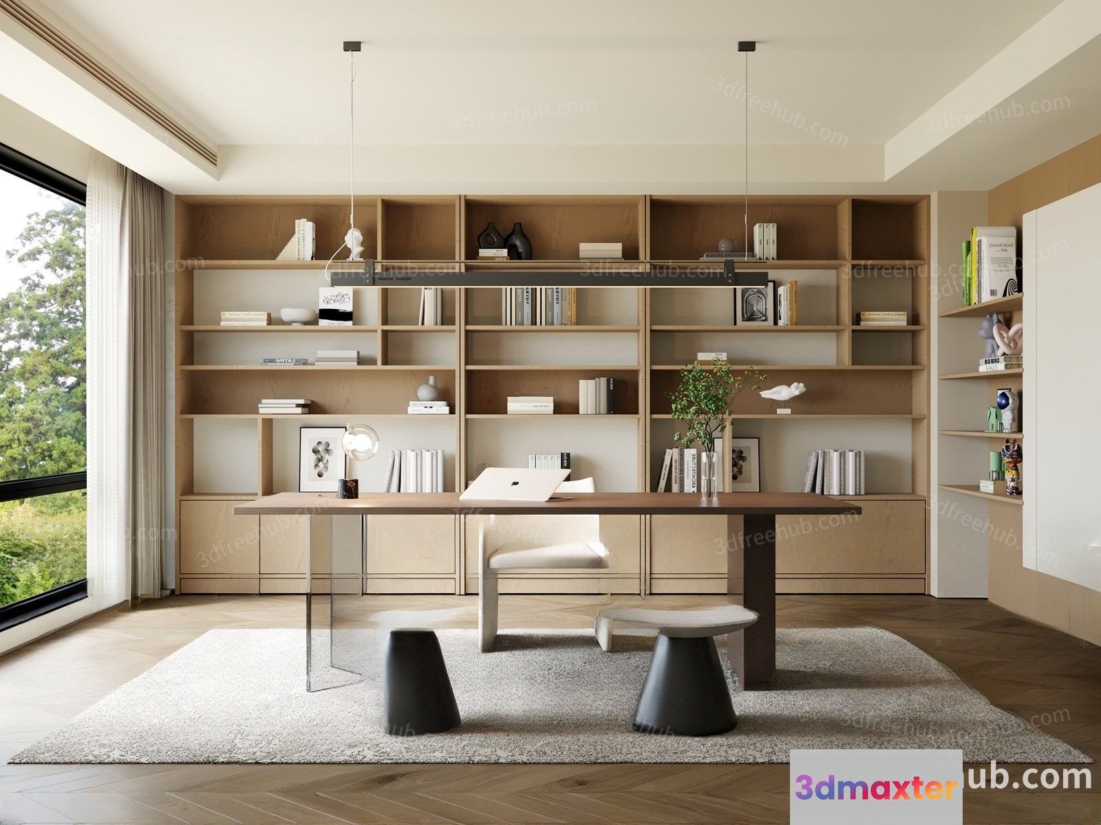 Modern Home Office 3D Model - 227 - VRAY Render