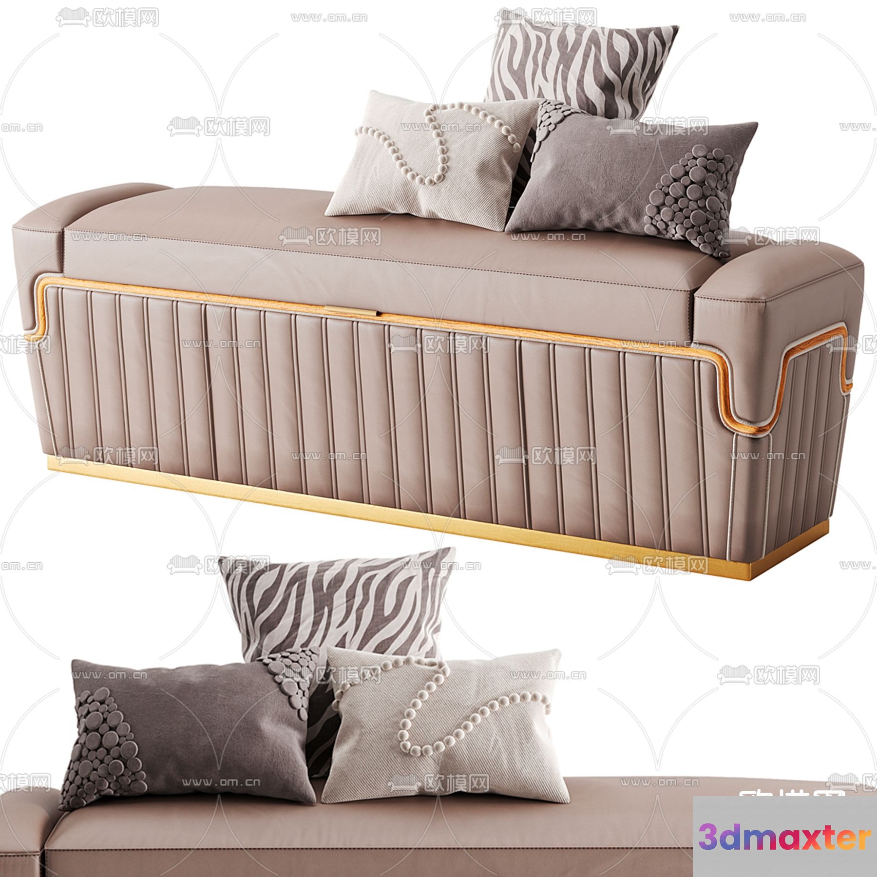Modern Beige Sofa 3D Model - 1554 - VRAY Render