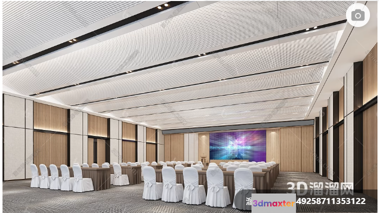 A Conference Room With White Chairs 3D Model - 11687 - VRAY Render