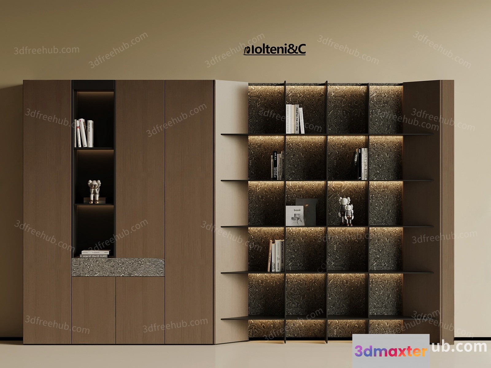 Modern Bookshelf 3D Model - 22923 - VRAY Render