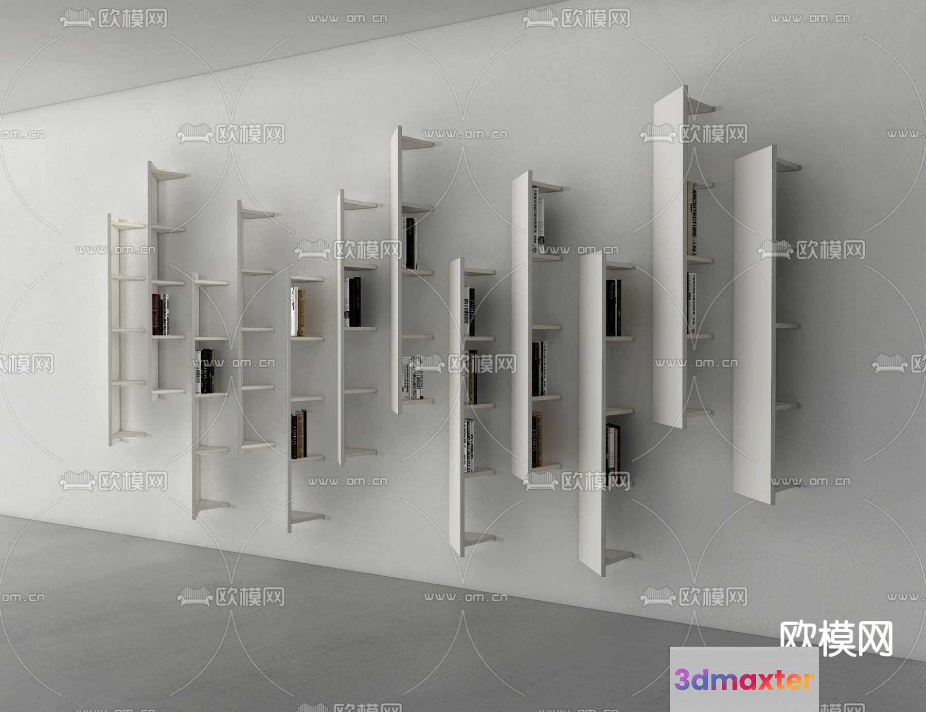 Modern White Shelving Unit 3D Model - 11475 - VRAY Render