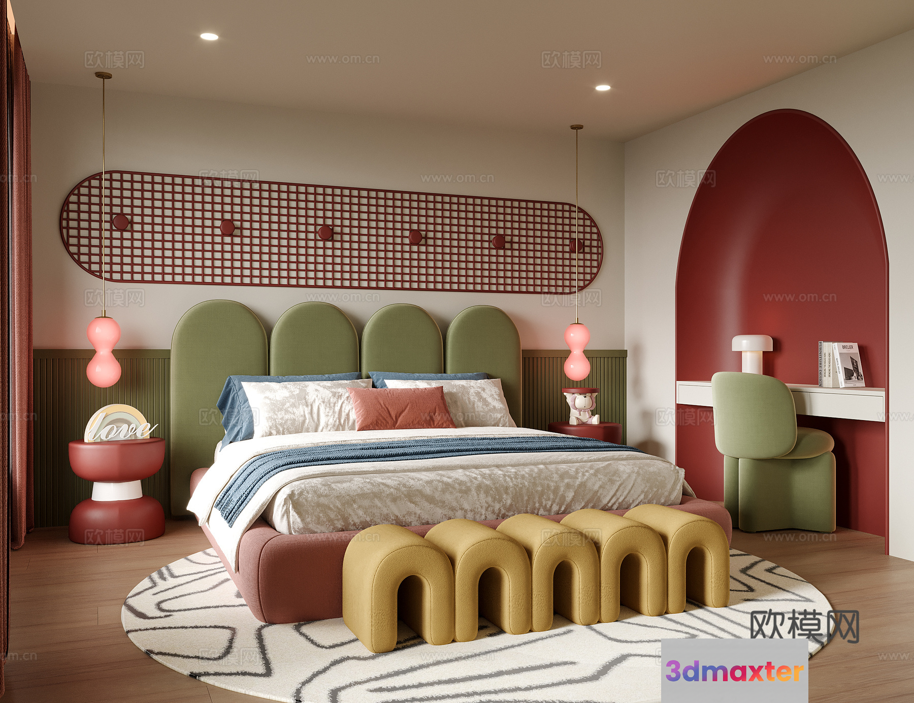 Modern Bedroom Furniture 3D Model - 2694 - VRAY Render