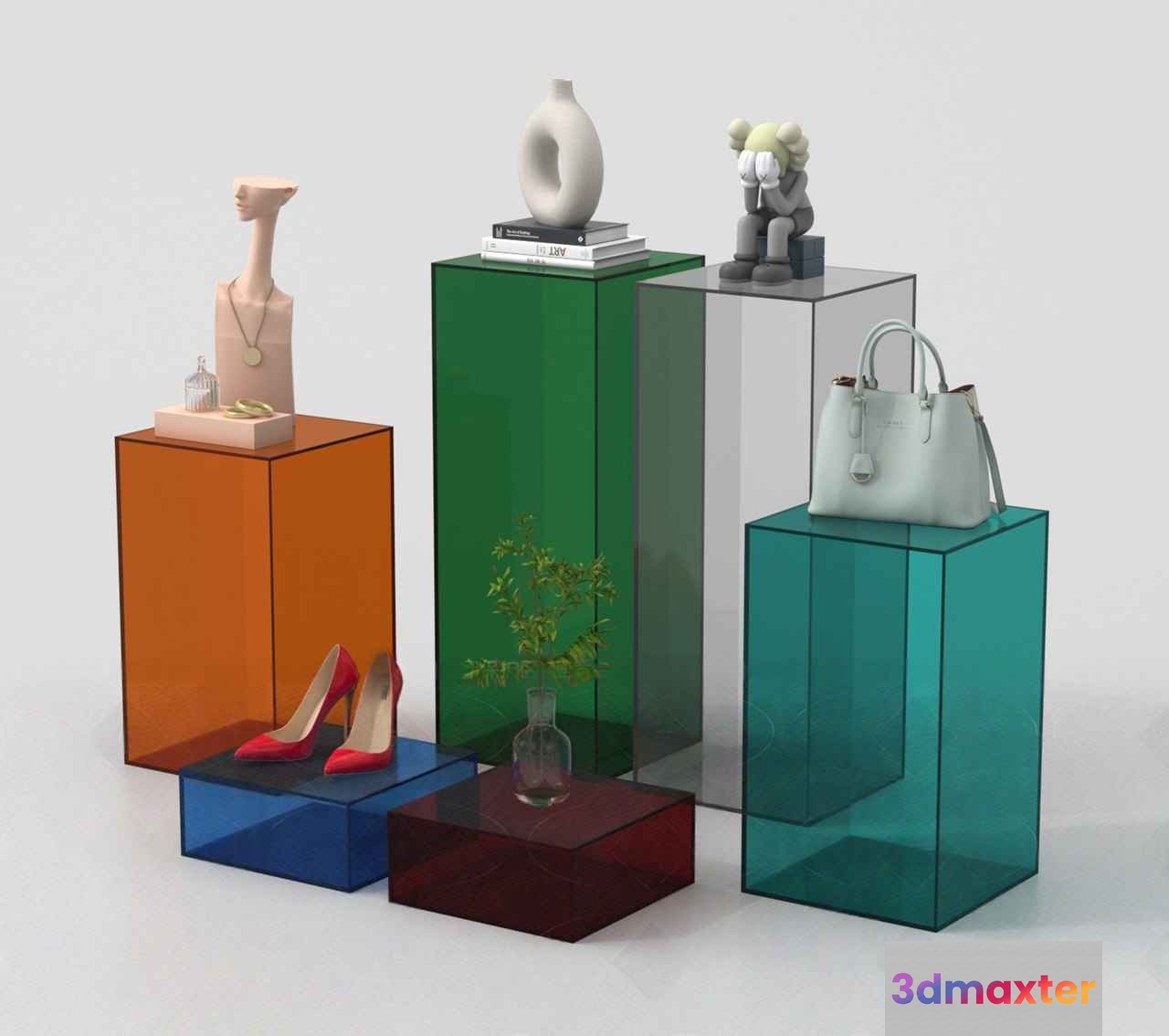 Modern Glass Display Stands 3D Model - 14728 - VRAY Render