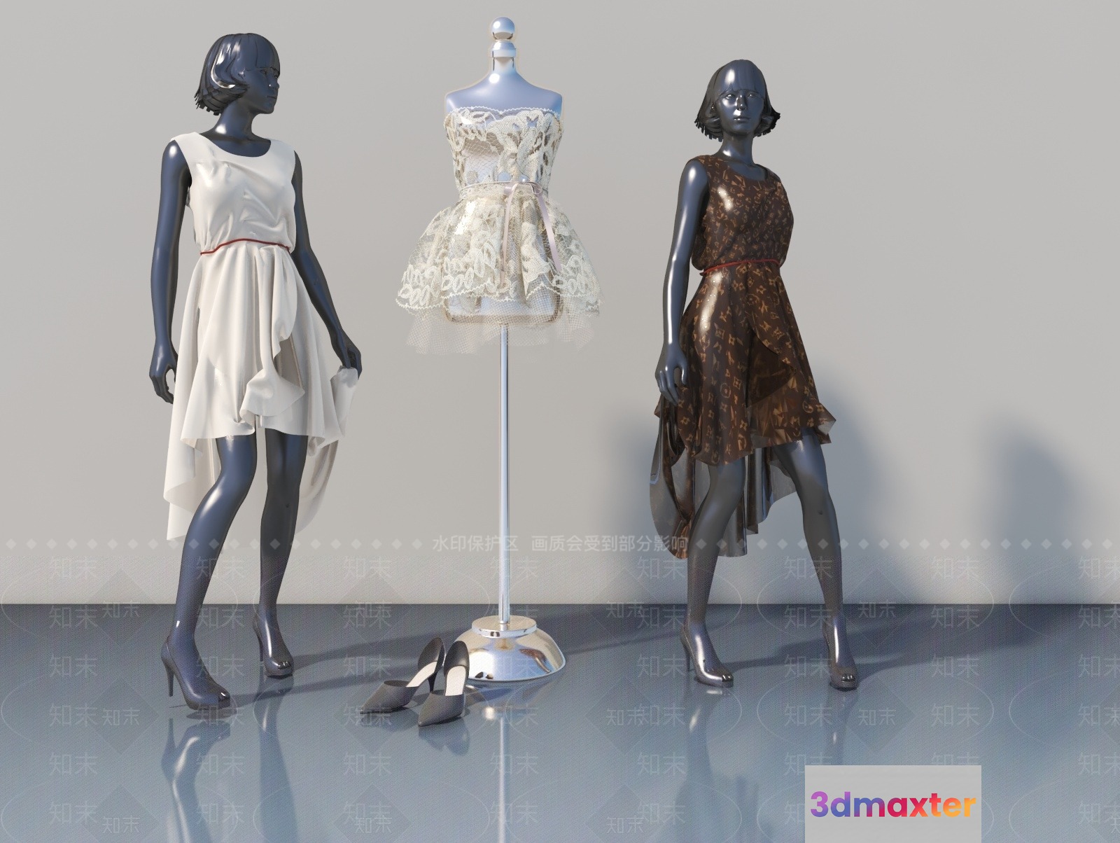 Three Mannequins 3D Model - 7320 - VRAY Render