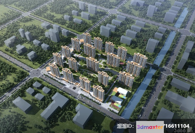 A 3D Rendering Of A Cityscape 3D Model - 9332 - VRAY Render