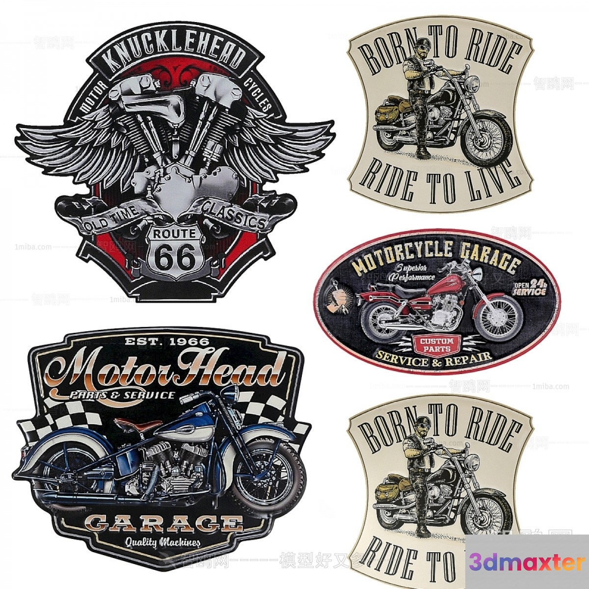 Vintage Motorcycle Decorations 3D Model - 5415 - VRAY Render
