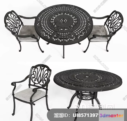 Metal Table And Chairs 3D Model - 17919 - VRAY Render